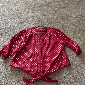Roz & Ali Red Polka Dot Blouse